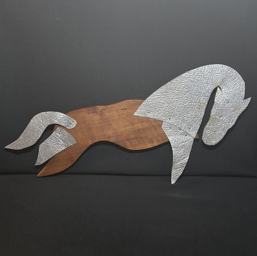 MCM Danish Modern Wood and Metal Horse Wall Art - Picture 6 of 6